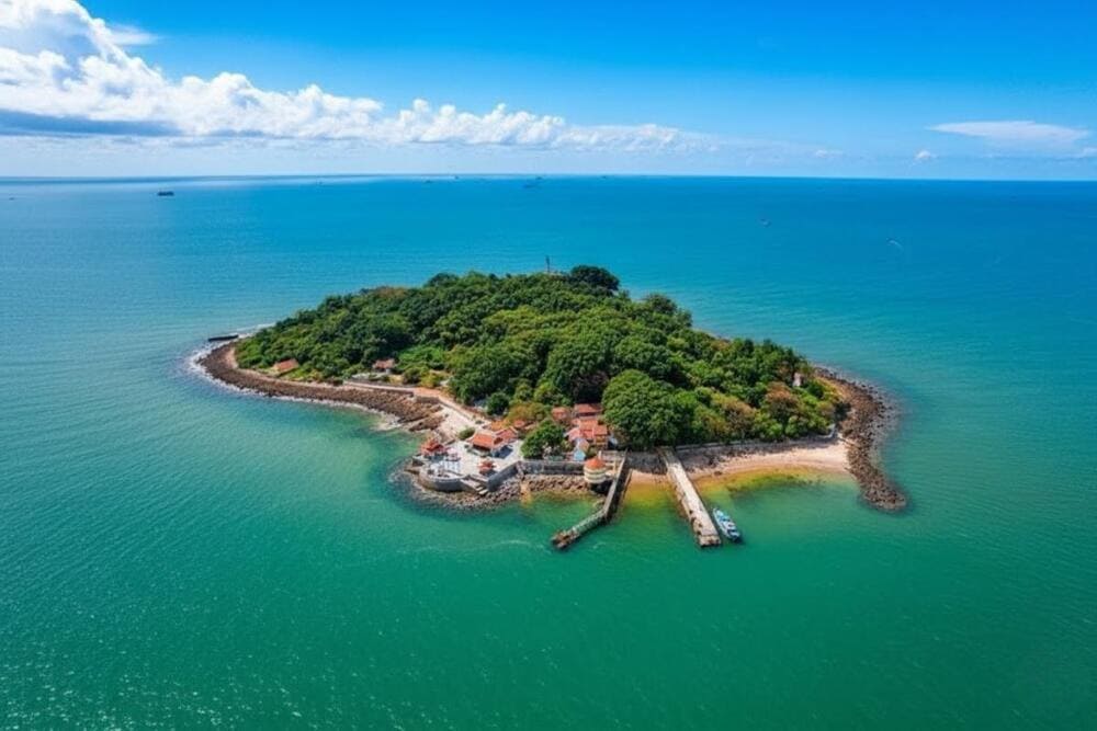 H&ograve;n Dấu Đồ Sơn c&oacute; cảnh quan nguy&ecirc;n sinh, biển xanh, kh&ocirc;ng kh&iacute; trong l&agrave;nh.